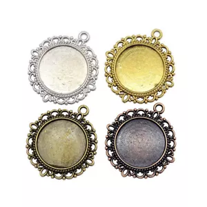 20pcs Assorted Zinc Alloy Pendant Setting Bezel Base Round Nickel Free 20mm Tray - Picture 1 of 2
