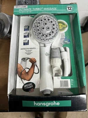 HANSGROHE 0692645 MONSOON TURBO MASSAGE HANDSHOWER, HOSE, WHITE - Image 1 of 4