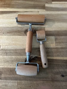 2 Vintage Wood Double Sided Pastry/Pizza Dough Roller Small Roller Made In USA - Picture 1 of 3