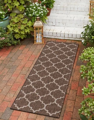 Unique Loom Outdoor Trellis Collection Area Rug (2' x 6' 1" Runner, Brown/ Iv... - Image 1 of 4