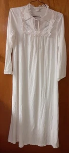 Vintage Erika Taylor Intimates Long White Nightgown Ribbon Flowers Lace Sz Large - Picture 1 of 6