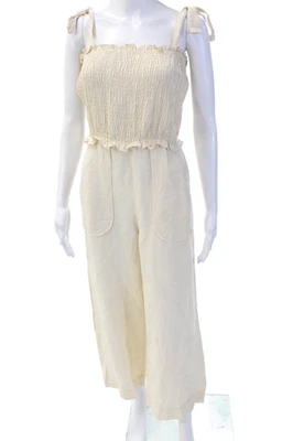 Macacão Rebecca Taylor Feminino Ruched Gola Quadrada Sem Mangas Bege Tamanho 0 - Imagem 1 de 4