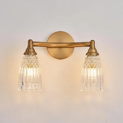HDDFL Brass Bathroom Light Fixture Vintage Bathroom Vanity Lighting 2 Lights ... - Image 1 of 4