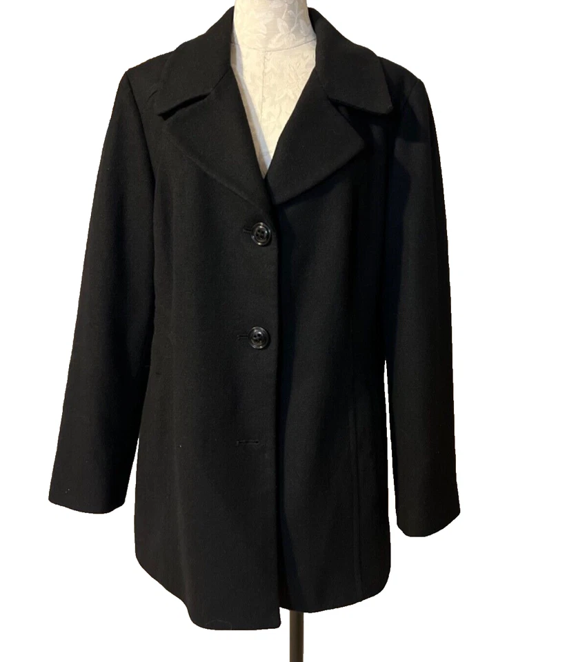 Abrigo de Vestido Anne Klein Lana Negro XL Extra Grande Clásico Carrera Iglesia Fiesta Foto 1 de 4