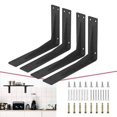 CLT Black Shelf Bracket, 20” Quarter Inch (1/5") Thick 20 inches Black L Gusset - Image 1 of 4