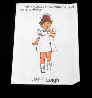 Children's Corner Sewing Vtg Patterns Jenni Leigh 6-12-18 Mos Uncut Apron Dress - Image 1 of 3