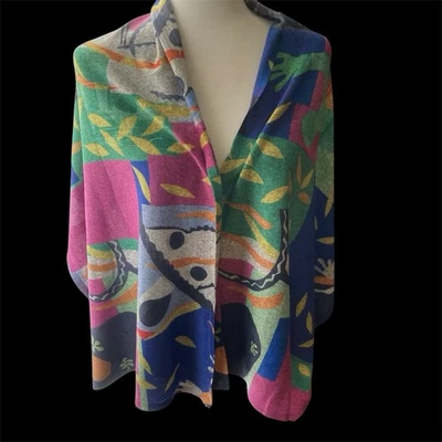 Et’Lois Women’s Scarf Shawl OS Abstract Art Wrap Lagenlook Artsty Boho 62x19 USA - Image 1 of 4