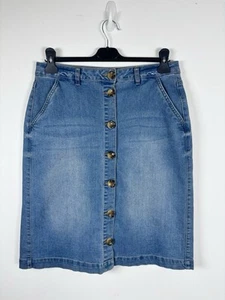 Nutmeg Size UK 12 Above Knee Pencil Skirt Button Down Pockets Stretchy Denim - Picture 1 of 9