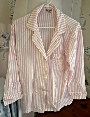 BEDHEAD LISTRA ROSA L.S. BOLSO BORDADO DE ALGODÃO PJ'S ROOSEVELT HOTEL LG EXCELENTE ESTADO USADO - Imagem 1 de 4