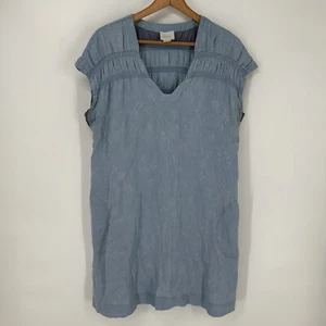 Maeve Anthropologie Dress Womens Medium Blue Paz Tunic Shift Linen Blend - Picture 1 of 10