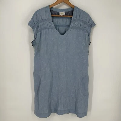 Maeve Anthropologie Dress Womens Medium Blue Paz Tunic Shift Linen Blend - Image 1 of 4