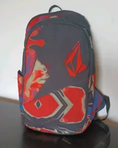 Volcom Backpack Psychedelic Snake Eye Red Orange Yellow Blue Bursts On Black - Picture 1 of 19