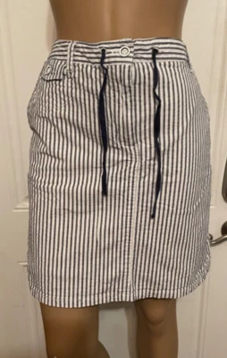 Talla 16 Karen Scott Azul y Blanco Rayas con Pantalones Cortos Blancos debajo Skort, Bolsillo Foto 1 de 4