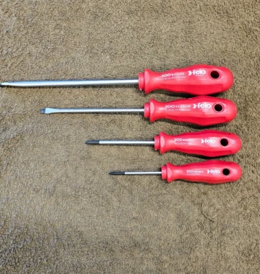 4 Felo Screwdriver Set Slotted Phillips Flat Head 200 202 Germany - Image 1 of 4