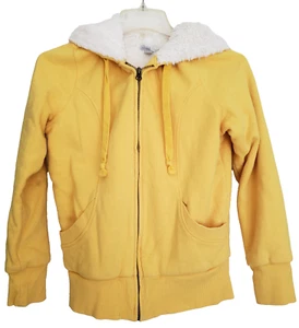 Vecchia giacca con cappuccio marina donna XS gialla pelliccia sintetica isolata full zip DIFETTI - Foto 1 di 8