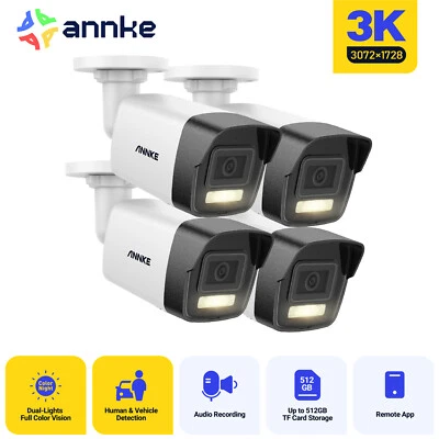 Cámara IP ANNKE 4x 5MP PoE Seguridad C500P Grabación de Audio Exterior AI Color Noche Foto 1 de 4