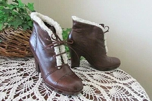 Aerosoles ENVISION Brown/BORDEAUX  leather Ankle Boot  LACE high heel 8.5M-NWOB - Picture 1 of 12