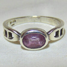 Kit Heath Sterling Silver Art Deco Style Ring with Oval Purple Stone (Size O.5)