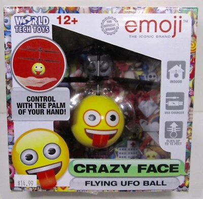 Emoji Crazy Face Flying UFO ball By World Tech Toys Brand New - Image 1 of 2