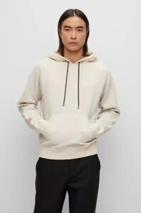 HUGO BOSS DOUBLE-FACED HOODIE IN COTTON AND VIRGIN WOOL