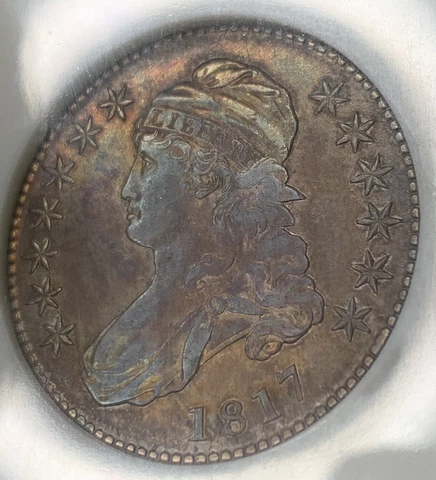 Toned 1817 Capped Bust Half NGC AU50 Fatty Holder Slab Cover