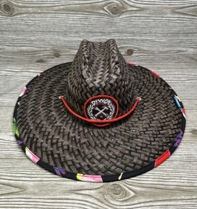 Sombrero de Franela Dixxon Paja para el Sol Marrón Rojo Solo Taza Bebidas Talla Única ¡Raro! LEER - Imagen 1 de 6