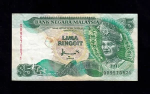 F.C. MALASIA MALAYSIA , 5 RINGGIT 1986 , B/C+ ( F+ ) , P.28a . - Picture 1 of 2
