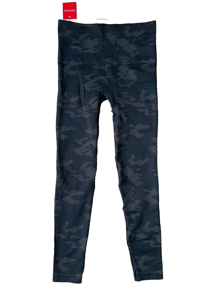 SPANX 'Look at Me Now' Seamless Leggings Green Camo #FL3515 Retail MED