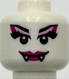 Lego New White Minifigure Head Alien Female Vampire w/ Magenta Lips Fangs Part - Picture 1 of 1