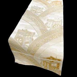 12"x96"Glittering Japanese Kimono Obi Embroidered Table Runner/White F/S 278 - Picture 1 of 7
