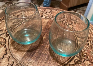 Set of 2 recycled glass table glasses handmade & fairtrade. - Picture 1 of 4