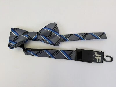 Галстук-бабочка J. Ferrar предварительно завязанный серебристый синий клетчатый регулируемый новый с бирками - Изображение 1 из 2