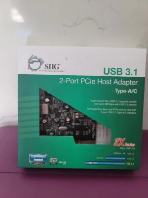 SIIG USB 3.1 2-Port PCIe Host Adapter Port Expansion Card - 2x USB Type-A 10GB/s - Image 1 of 2
