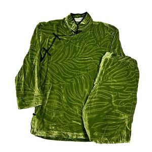 OLIVIA VON HALLE Green Silk Pyjama Set Long Harlow Odda Size S NEW RRP 550