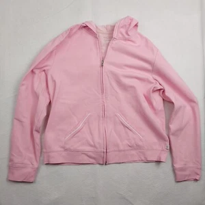 NY&C Sport Jacket Woman’s Size Large Pink Full Zip Hooded Lightweight - Picture 1 of 5