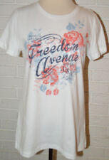Women's Freedom Avenue USA Red White Blue Short Sleeve T-Shirt Top Size Small