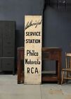 Vintage Service Station Sign, Philco Motorola RCA Sign, Hand Painted Trade Sign
