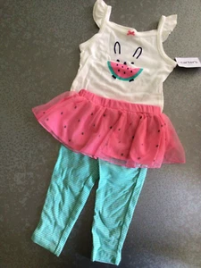 NWT carters Baby Girls Tutu bodysuit legging watermelon bunny Easter outfit 9m - Picture 1 of 3