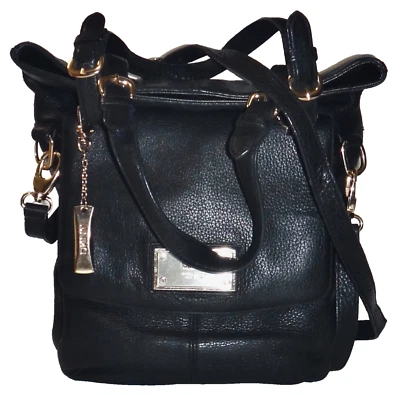 90's Vintage DONNA KARAN DKNY Large Black Leather Slim Tote Crossbody 14 x 10 - Image 1 of 4