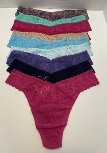HANKY PANKY SIGNATURE LACE ORIGINAL RISE THONG SET OF 10 ASSORTED COLORS ONE SZ - Picture 1 of 13