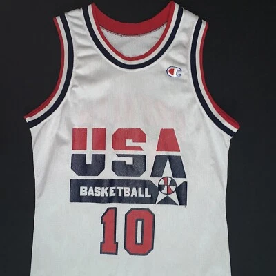 Camiseta olímpica blanca rara vintage 1992 campeón Clyde Drexler Dream Team EE. UU. #10 Foto 1 de 4