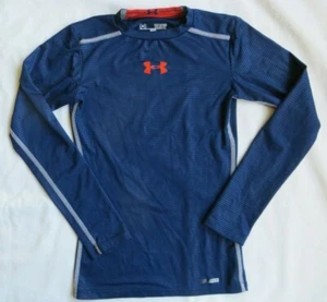 Under Armour UPF50+ LS Rash Guard shirt Workout Blue Fitted HeatGear Boys YSM - Picture 1 of 6