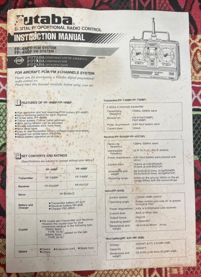 FUTABA Digital Proportional Radio Control Instruction Manual PCM FM System ST7 - Image 1 of 4