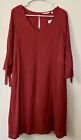 NWT Soft Surroundings Slit Sleeves Crepe Gauze Dress Berry Red Size M