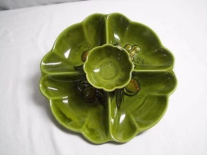Vintage LA. Pottery Appetizer Server Mid Century Avocado Unique 1965 ChipDip b23 - Picture 1 of 11
