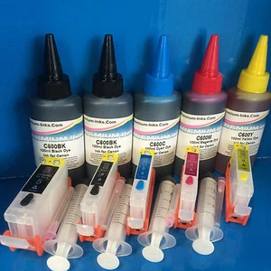 5 CARTUCHOS RECARGABLES 500ml TINTA DE RECARGA DE TINTE CANON PIXMA MP 500 530 600 600R 610 - Imagen 1 de 2