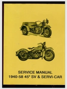 1940-1958 Harley-Davidson 45 inch SV & Servi-Car Flathead Service Manual 82 Page - Imagen 1 de 1