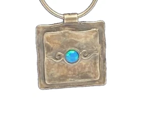 Vintage RARE Shablool Didae Israel Sterling 925 Hammered Opal Pendant Necklace - Picture 1 of 4