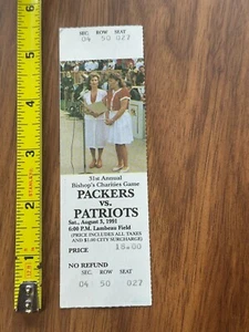 Green Bay Packers New England Patriots NFL 31st Charities Game Ticket 1991 (A) - Picture 1 of 2