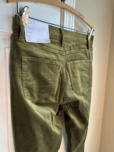 NEW LOFT “THE SKINNY” HIGH RISE CORDUROY PANTS OLIVE GREEN SIZE: 4-27 Inseam 26” - Picture 1 of 6
